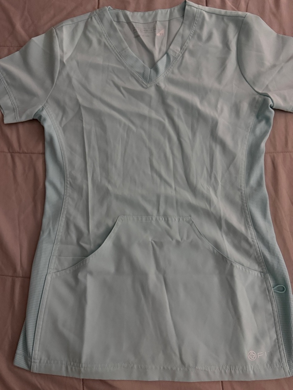 White Cross Teal V-Neck Medical Scrub Top